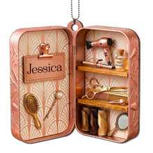 Load image into Gallery viewer, Personalized Wooden Hairdresser Tools Ornament Custom Name Gift