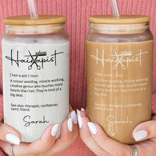 Load image into Gallery viewer, Personalized Clear Glass Can with Lid for Hairstylist Gift