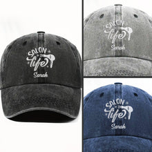Load image into Gallery viewer, Personalized Washed Denim Cap Custom Name Gift for Stylist