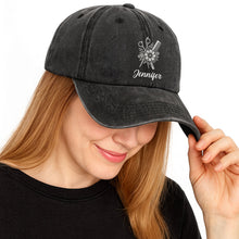 Load image into Gallery viewer, Personalized Washed Denim Cap Flower Scissors Gift for Hairstylist