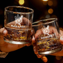 Load image into Gallery viewer, Personalized Custom Whiskey Glass for Hair Stylist Gift Idea