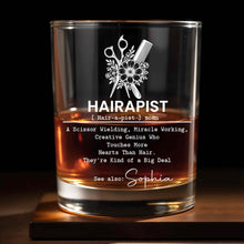 Load image into Gallery viewer, Personalized Custom Whiskey Glass for Hair Stylist Gift Idea