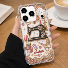 Load image into Gallery viewer, Personalized Clear Phone Case with 3D Rhinestone Sewing Design for Mom, Grandma, Craft Lovers