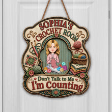 Load image into Gallery viewer, Personalized Crochet Room Sign Custom Name Wooden Wall Decor
