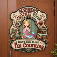 Load image into Gallery viewer, Personalized Crochet Room Sign Custom Name Wooden Wall Decor