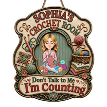 Load image into Gallery viewer, Personalized Crochet Room Sign Custom Name Wooden Wall Decor