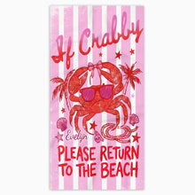 Load image into Gallery viewer, Personalized Microfiber Beach Towel Custom Crab Design Gift