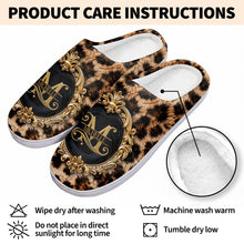 Load image into Gallery viewer, Personalized Plush Slippers Custom Golden Alphabet Art Gift for Her