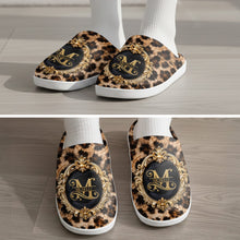 Load image into Gallery viewer, Personalized Plush Slippers Custom Golden Alphabet Art Gift for Her