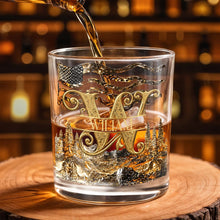 Load image into Gallery viewer, Personalized Whiskey Glass Custom Initial American Flag Gift for Dad