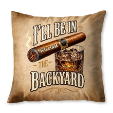 Load image into Gallery viewer, Personalized Cigar and Whiskey Pillow Custom Gift for Him