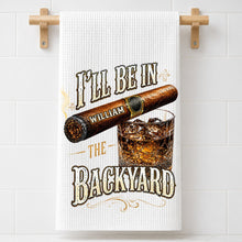 Load image into Gallery viewer, Personalized Kitchen Towel Custom Cigar Whiskey Gift for Him