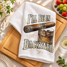 Load image into Gallery viewer, Personalized Kitchen Towel Custom Cigar Whiskey Gift for Him