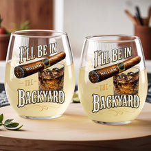 Load image into Gallery viewer, Personalized Stemless Wine Glass Custom Name Cigar Whiskey Gift for Men