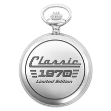 Load image into Gallery viewer, Personalized Silver Plated Pocket Watch Custom Birth Year Gift for Dad