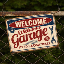 Load image into Gallery viewer, Personalized Metal Sign Welcome To My Garage Custom Gift for Dad