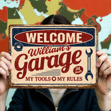 Load image into Gallery viewer, Personalized Metal Sign Welcome To My Garage Custom Gift for Dad