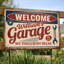 Load image into Gallery viewer, Personalized Metal Sign Welcome To My Garage Custom Gift for Dad