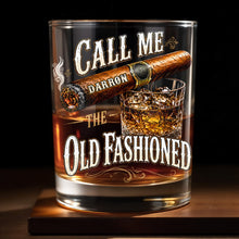 Load image into Gallery viewer, Personalized Custom Whiskey Glass Gift for Dad with Cigar Design