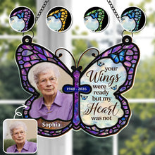 Load image into Gallery viewer, Personalized Butterfly Memorial Suncatcher Custom Photo Gift