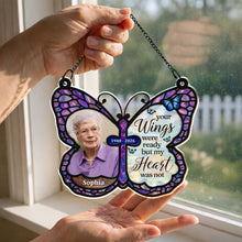 Load image into Gallery viewer, Personalized Butterfly Memorial Suncatcher Custom Photo Gift