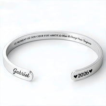 Load image into Gallery viewer, Personalized Stainless Steel Heart Memorial Bracelet Cuff for Loved Ones