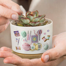 Load image into Gallery viewer, Personalized Yarn Love Ceramic Plant Pot Custom Gifts for Aunt