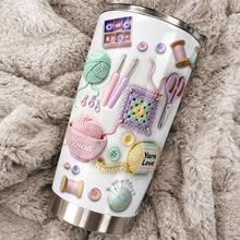 Load image into Gallery viewer, Personalized 20oz Stainless Steel Tumbler Yarn Love Gift for Crafters