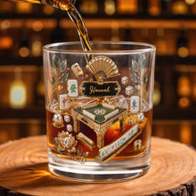 Load image into Gallery viewer, Personalized Custom Whiskey Glass with Gold Tiles for Dad