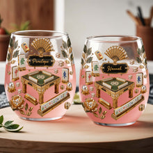 Load image into Gallery viewer, Personalized Stemless Wine Glass Eat Sleep Mahjong Gift for Her