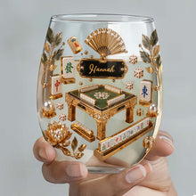 Load image into Gallery viewer, Personalized Stemless Wine Glass Eat Sleep Mahjong Gift for Her