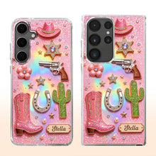 Load image into Gallery viewer, Personalized Clear Phone Case Cowgirl Design Custom Name Gift