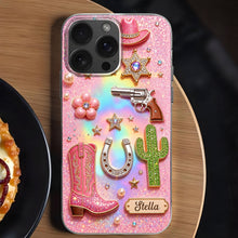 Load image into Gallery viewer, Personalized Clear Phone Case Cowgirl Design Custom Name Gift