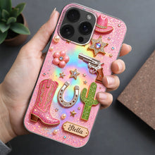 Load image into Gallery viewer, Personalized Clear Phone Case Cowgirl Design Custom Name Gift
