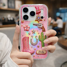Load image into Gallery viewer, Personalized Clear Phone Case Cowgirl Design Custom Name Gift