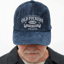 Load image into Gallery viewer, Personalized Washed Denim Cap Bitter Old Effers Club Gift for Dad