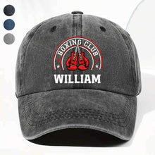 Load image into Gallery viewer, Personalized Washed Denim Cap Custom Name Boxing Gift for Him