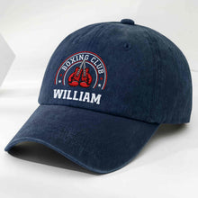 Load image into Gallery viewer, Personalized Washed Denim Cap Custom Name Boxing Gift for Him