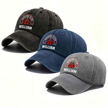 Load image into Gallery viewer, Personalized Washed Denim Cap Custom Name Boxing Gift for Him