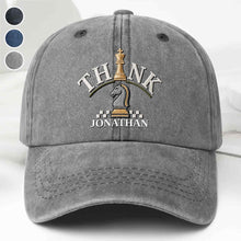 Load image into Gallery viewer, Personalized Washed Denim Cap Custom Chess Design Gift for Dad