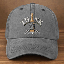 Load image into Gallery viewer, Personalized Washed Denim Cap Custom Chess Design Gift for Dad