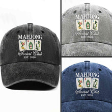 Load image into Gallery viewer, Personalized Washed Denim Cap Custom Mahjong Gift for Hobbyists