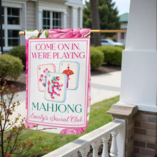 Load image into Gallery viewer, Personalized Mahjong Garden Flag Custom Name Floral Gift