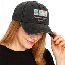 Load image into Gallery viewer, Personalized Floral Mahjong Queen Washed Denim Cap for Her