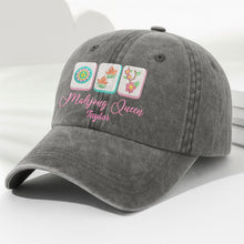Load image into Gallery viewer, Personalized Floral Mahjong Queen Washed Denim Cap for Her