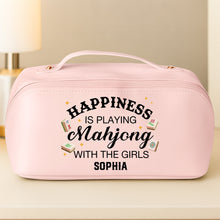 Load image into Gallery viewer, Personalized Faux Leather Makeup Bag Mahjong Gift for Her