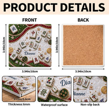 Load image into Gallery viewer, Personalized Mahjong Coaster Custom Name Square Ceramic Gift