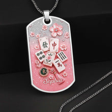Load image into Gallery viewer, Personalized Mahjong Dog Tag Necklace Custom Name Gift