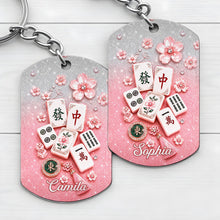 Load image into Gallery viewer, Personalized Cherry Blossom Mahjong Keychain Custom Engraving Gift