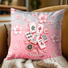 Load image into Gallery viewer, Personalized Cherry Blossom Mahjong Tile Pillow Custom Gift